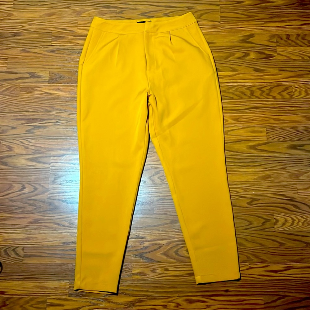 PLT mustard cropped dress pants